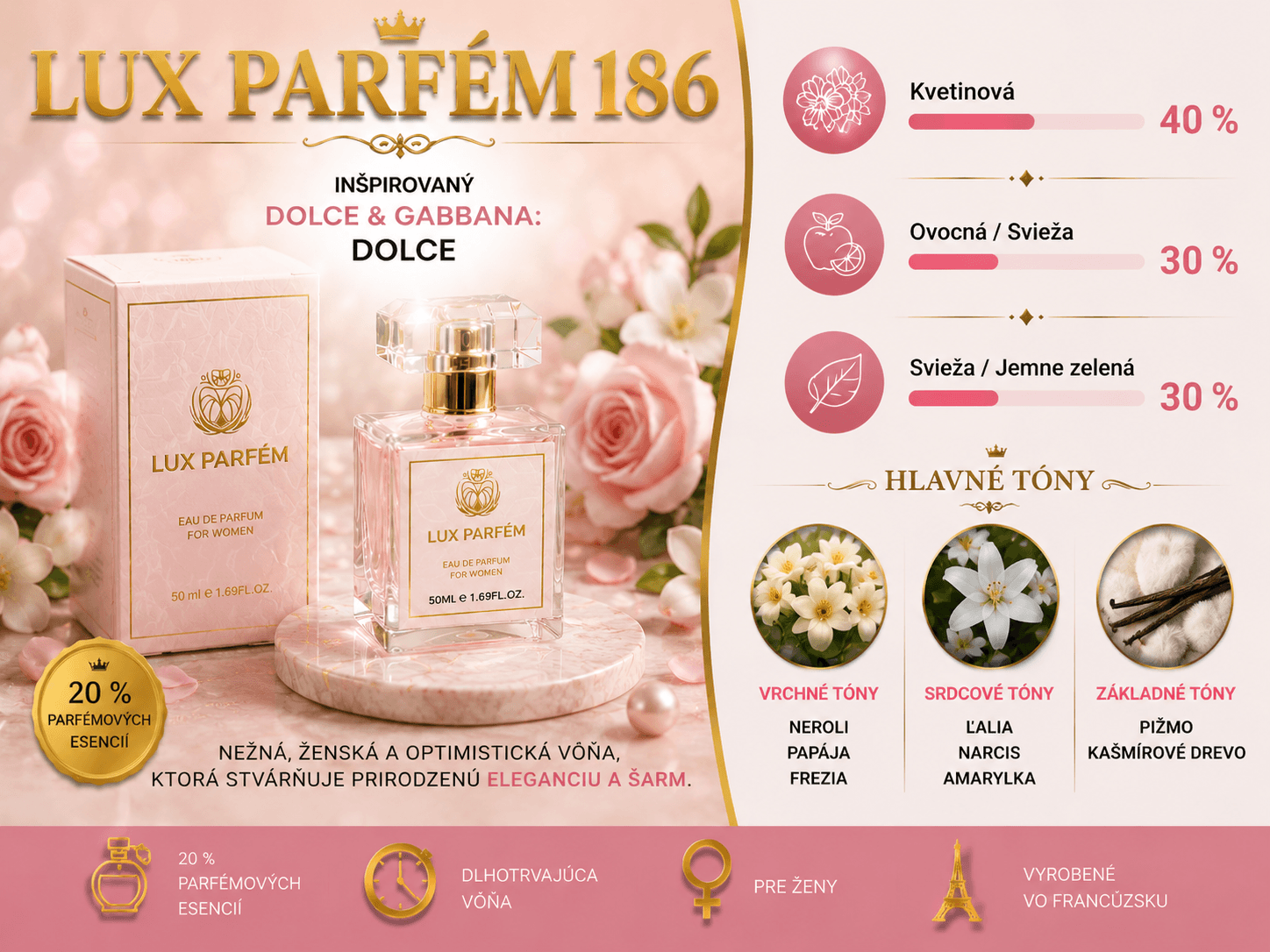 186 LUX PARFÉM – dámska parfémovaná voda inšpirovaná vôňou Dolce